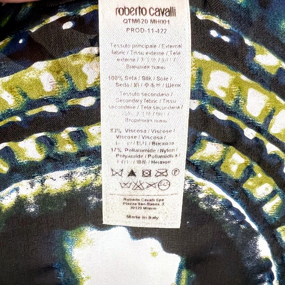 Roberto Cavalli Abstract Print Silk Kaftan | Size IT 44 (M/L) | Vibrant Colors - Picture 8 of 16